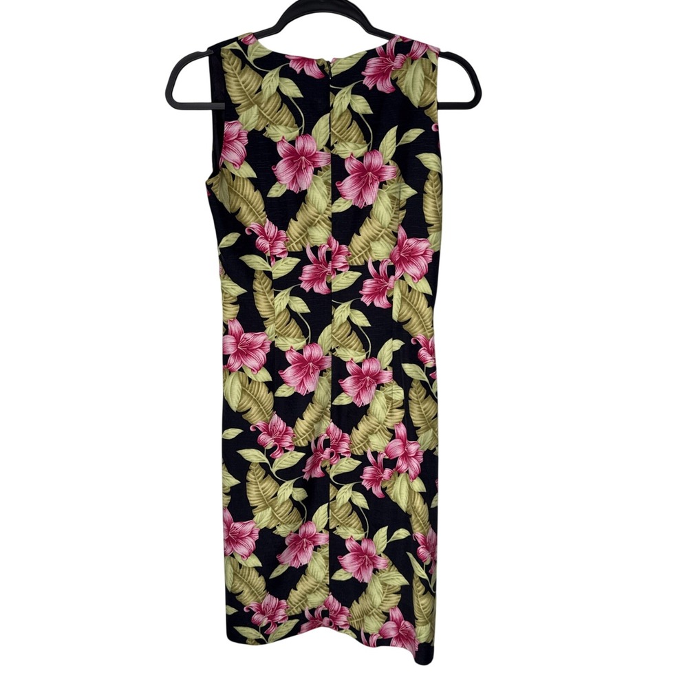 Tommy Bahama 100% Silk Tropical Hibiscus Faux Wrap Sheath Dress Size 4 Resort - Picture 3 of 16